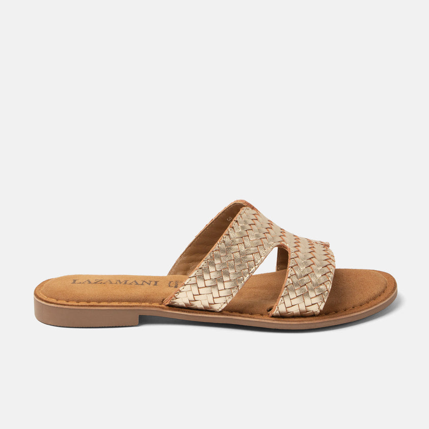 Puck Women's Leather Slippers Gold