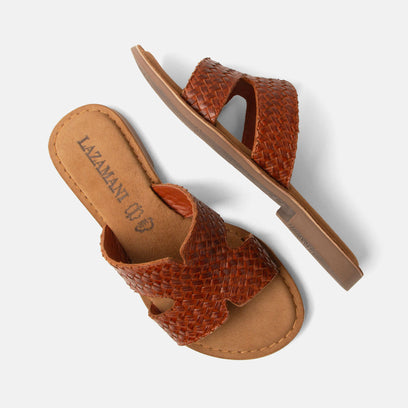 Puck Women's Leather Slippers Tan