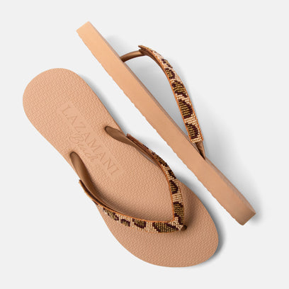 Lanzarote Beach Women's Flip Flops Leopard Brown