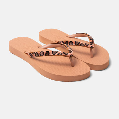 Lanzarote Beach Women's Flip Flops Leopard Peach