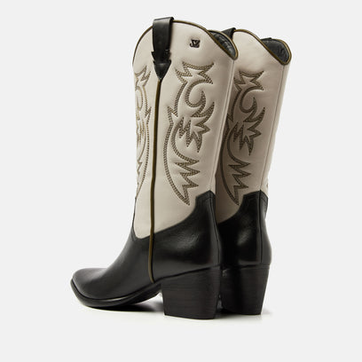 Gisele Women's Leather Cowboy Boots Off-White