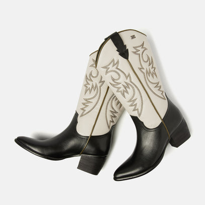 Gisele Women's Leather Cowboy Boots Off-White