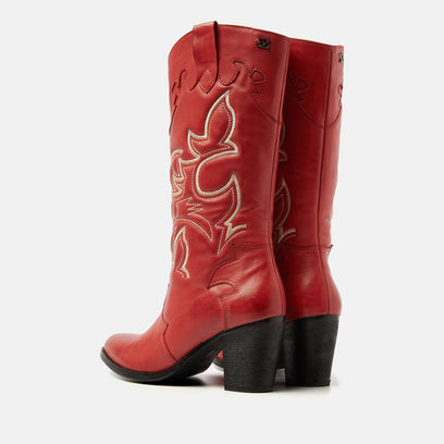 Ariane Women's Leather Cowboy Boots Red