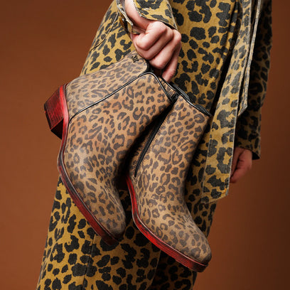 Sara Women's Suede Ankle Boots Tan/Leo