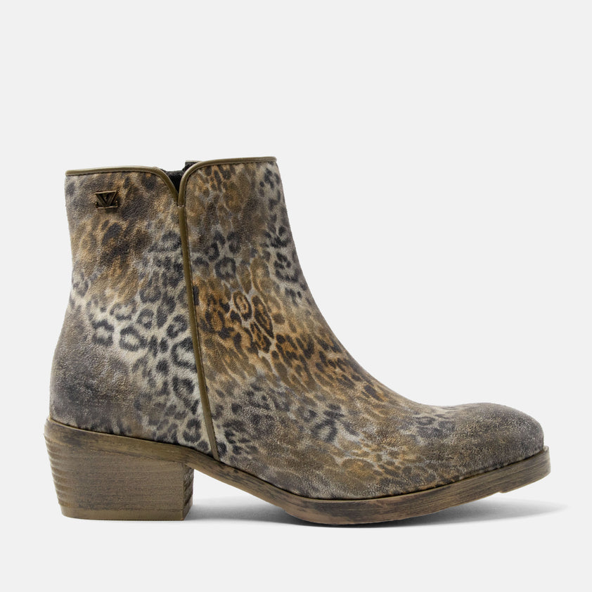 Sara Women's Suede Ankle Boots Khaki/Leo