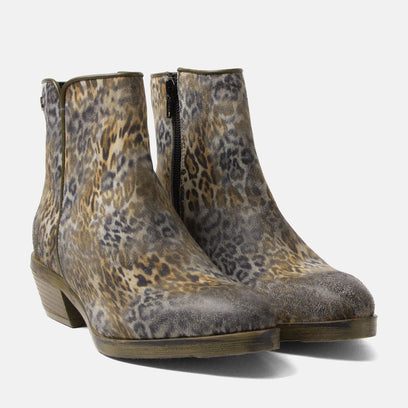 Sara Women's Suede Ankle Boots Khaki/Leo