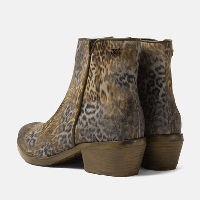 Sara Women's Suede Ankle Boots Khaki/Leo