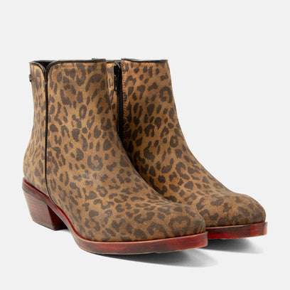 Sara Women's Suede Ankle Boots Tan/Leo