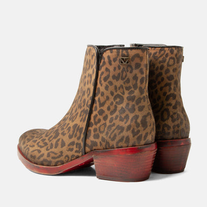 Sara Women's Suede Ankle Boots Tan/Leo