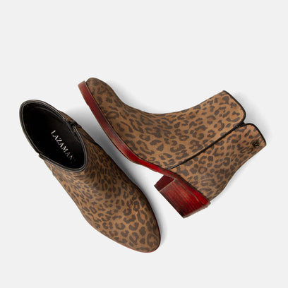 Sara Women's Suede Ankle Boots Tan/Leo