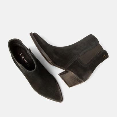 Annie Women's Suede Ankle Boots Chelsea Black