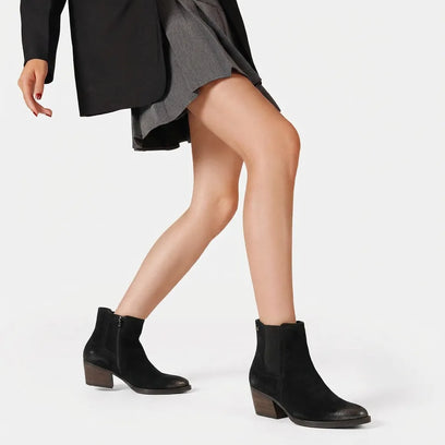 Annie Women's Suede Ankle Boots Chelsea Black