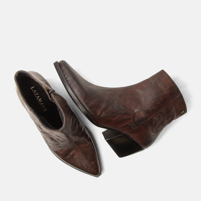 River Women's Leather Ankle Boots Brown