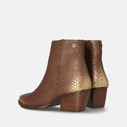 Phoebe Women's Leather Ankle Boots Gold/Brown