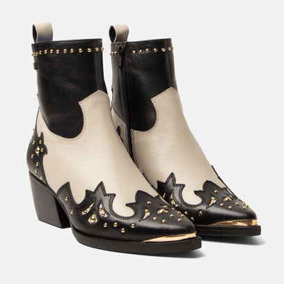 Kaia Women's Leather Ankle Boots Black/White