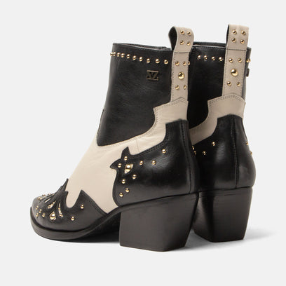 Kaia Women's Leather Ankle Boots Black/White