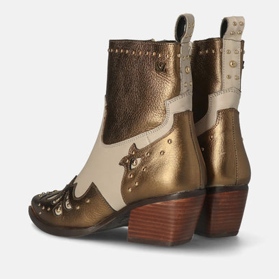 Kaia Women's Leather Ankle Boots Gold/White
