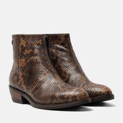 Beverly Women's Leather Ankle Boots Biscuit