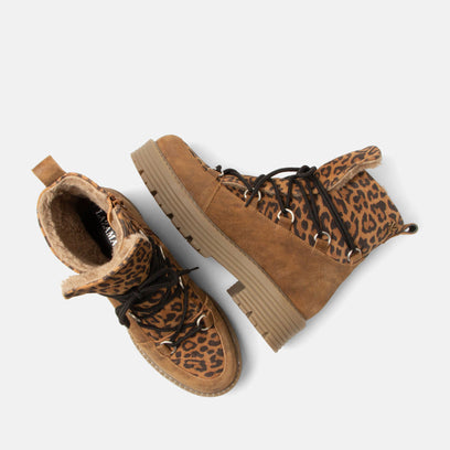 Desi Women's Suede Lace-up Boots Tan/Leo