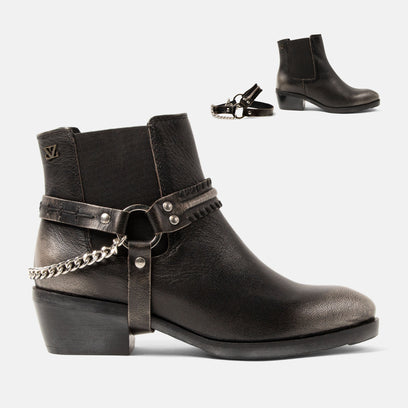 Emmi Women's Leather Ankle Boots Pewter