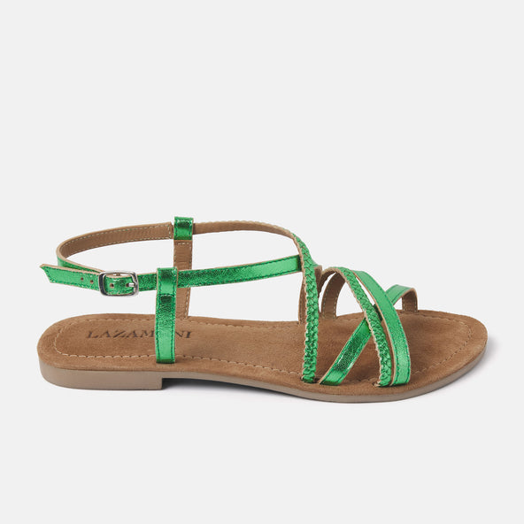 Zoe Women's Leather Sandals Green