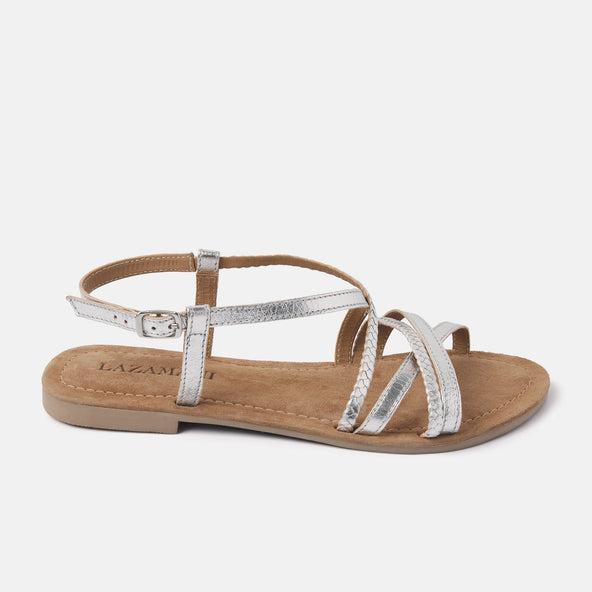 Zoe Women's Leather Sandals Silver