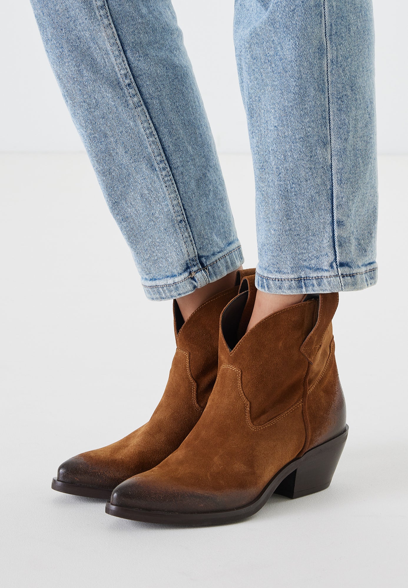 Diba cavil suede western fashion bootie cognac