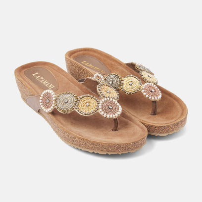 Mara Women's Leather Slippers Beige