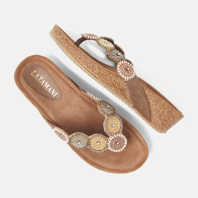 Mara Women's Leather Slippers Beige