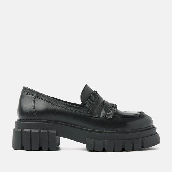 ☆送料無料☆ TANDY ☆ sheepskin loafer ☆ BLACK Ellis Shearling Loafer - Black Leather - PAIGE