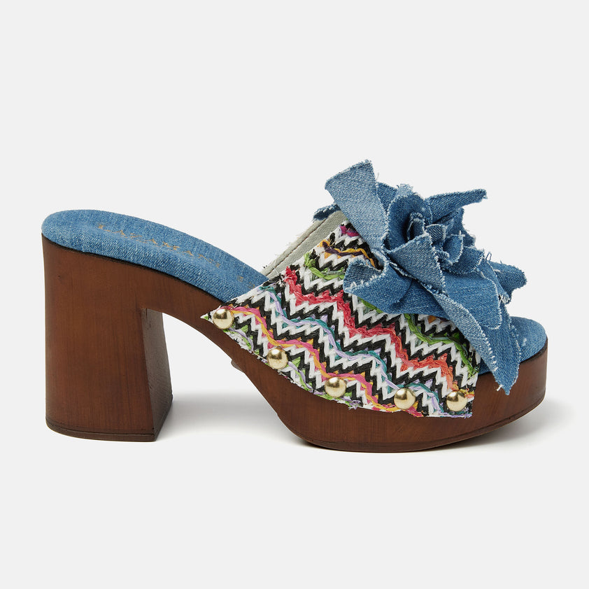 Donna Women's Raffia Clogs Denim