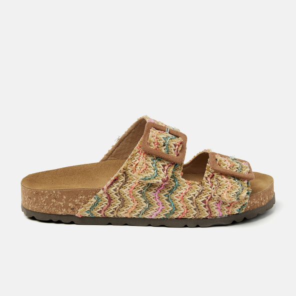 Sofia Women's Raffia Slippers Multi