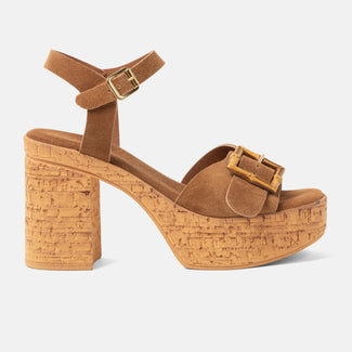 Abril Women's Sandals Suede Cognac