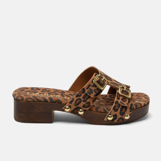 Aria Women's Suede Clogs Leopard