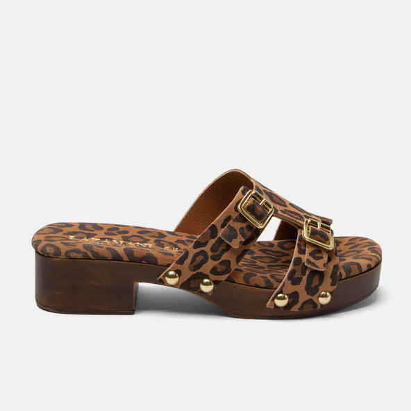 Aria Women's Suede Clogs Leopard