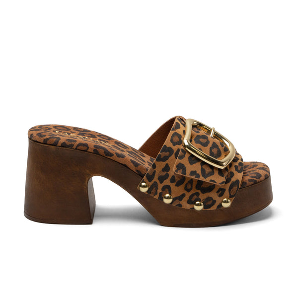 Celia Women's Suede Clogs Leopard