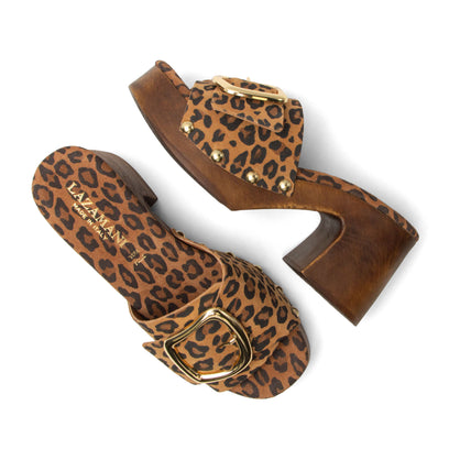 Celia Women's Suede Clogs Leopard