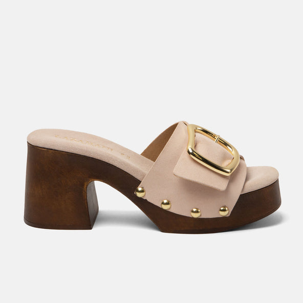 Celia Women's Suede Clogs Nude