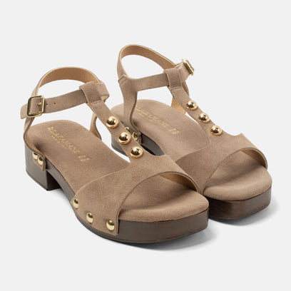 Zoccoli da donna Ola in camoscio color tortora