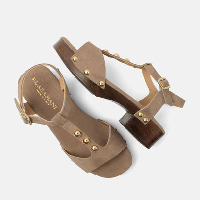 Zoccoli da donna Ola in camoscio color tortora