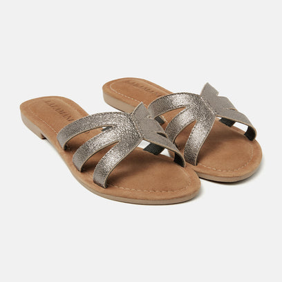 Nina Women's Leather Slippers Pewter