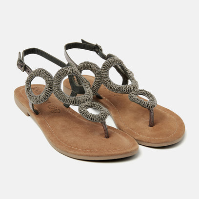 Gita Women's Leather Sandals Pewter