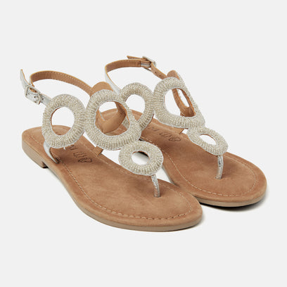 Gita Women's Leather Sandals Silver