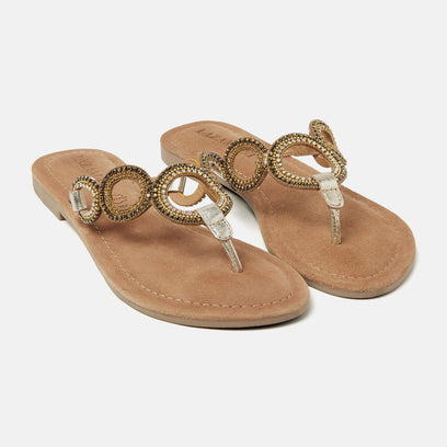 Arielle Women's Leather Slippers Gold