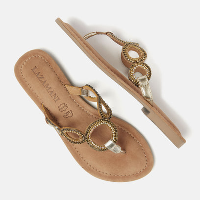 Arielle Women's Leather Slippers Gold