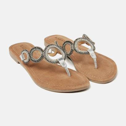 Arielle Women's Leather Slippers Silver