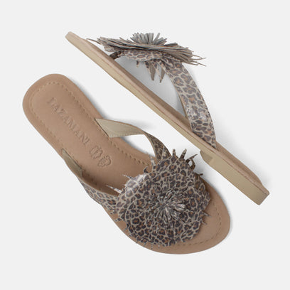 Nomi Women's Suede Slippers Silver Leopard