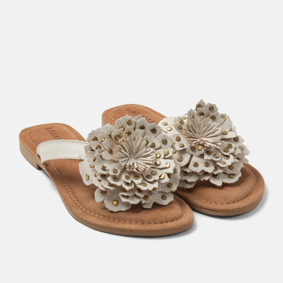 Kira Women's Leather Slippers White