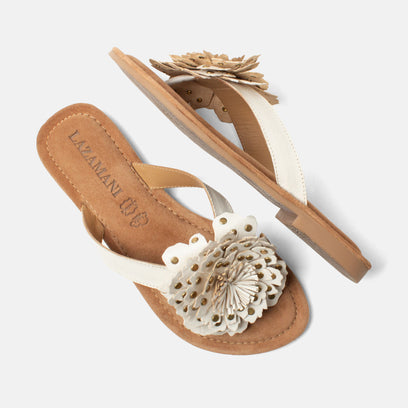 Kira Women's Leather Slippers White