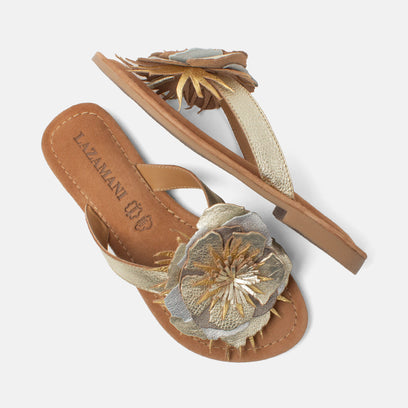 Hilde Women's Leather Slippers Gold